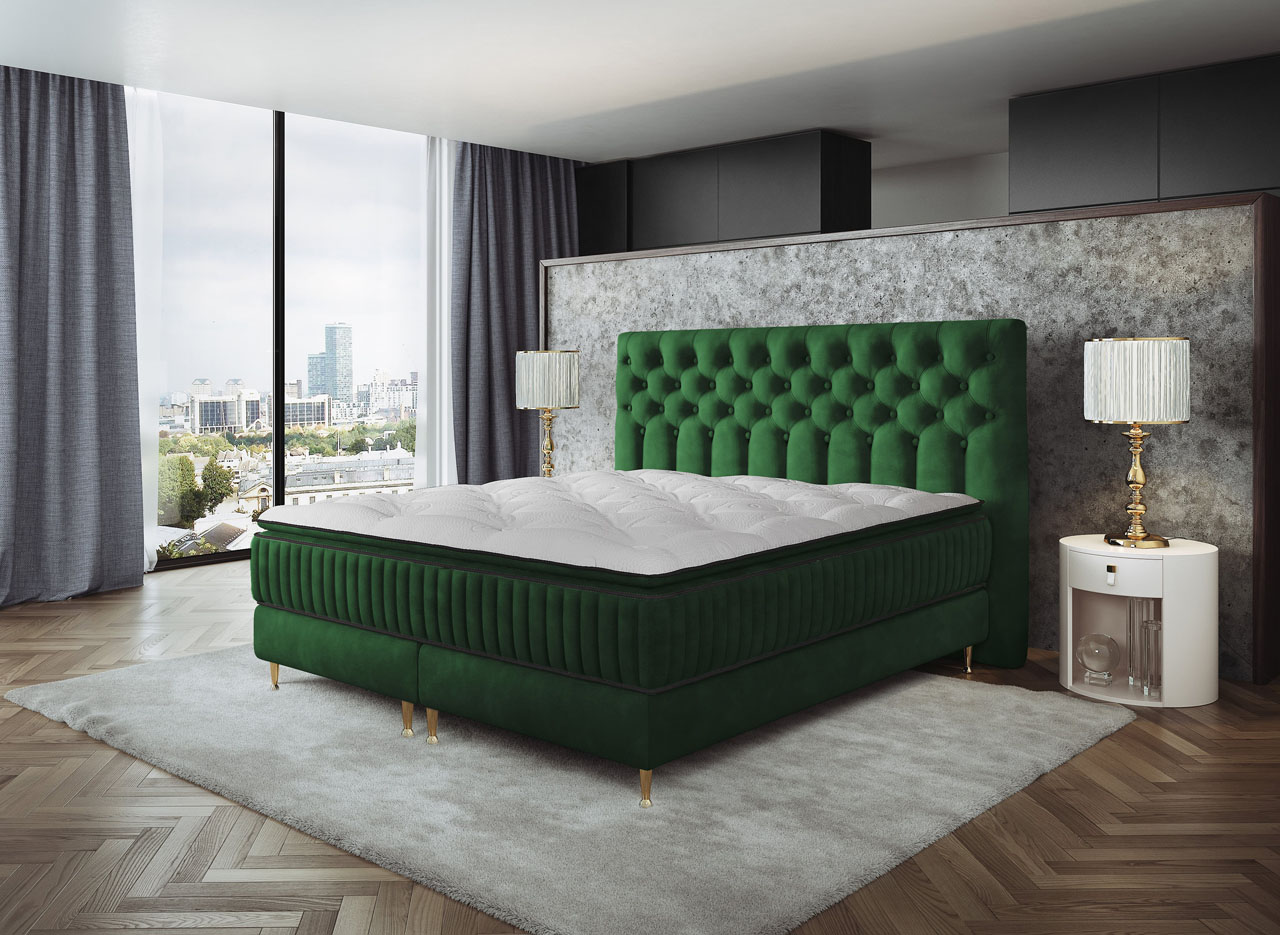 Łóżko kontynentalne Astoria w kolorze zielonym
