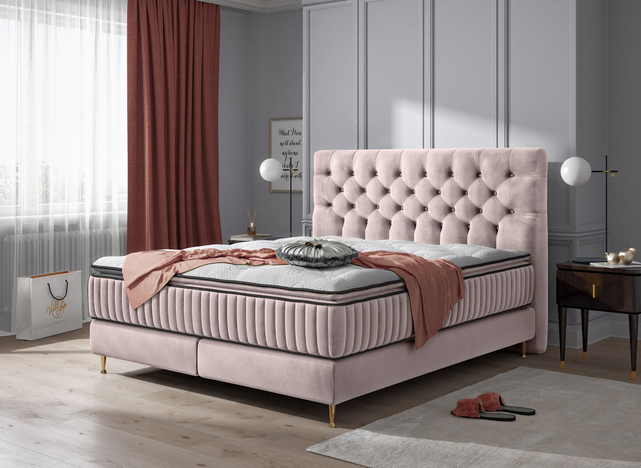 Łóżko kontynentalne Astoria w kolorze beżowym